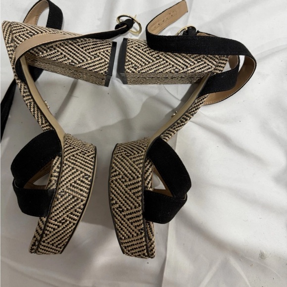 Jessica Simpson Boho Woven Block Heel Sandals Black Strap Size 8.5 - Picture 3 of 10